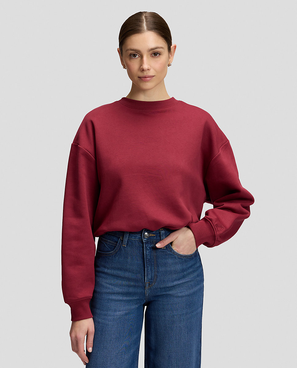 Sudadera de mujer de cuello redondo de corte relaxed - Lee - Rojo Rojo-1