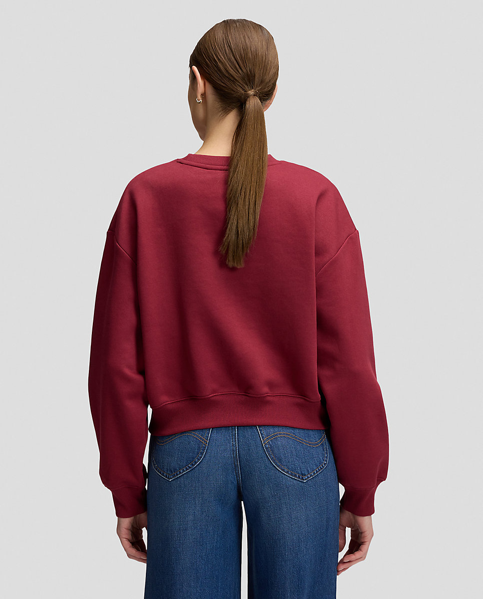 Sudadera de mujer de cuello redondo de corte relaxed - Lee - Rojo Rojo-3