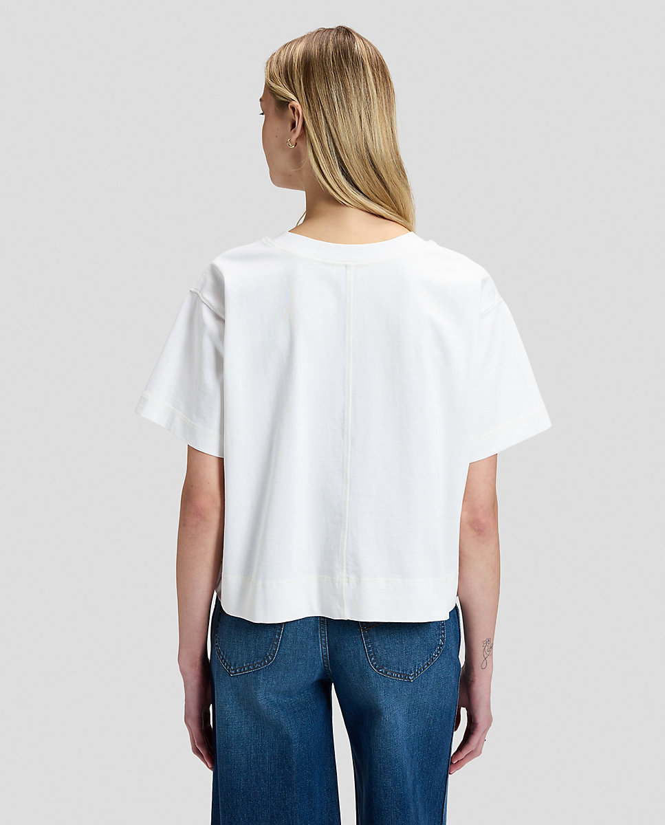 Camiseta cropped de mujer de manga corta de corte cuadrado - Lee - Blanco Blanco-2
