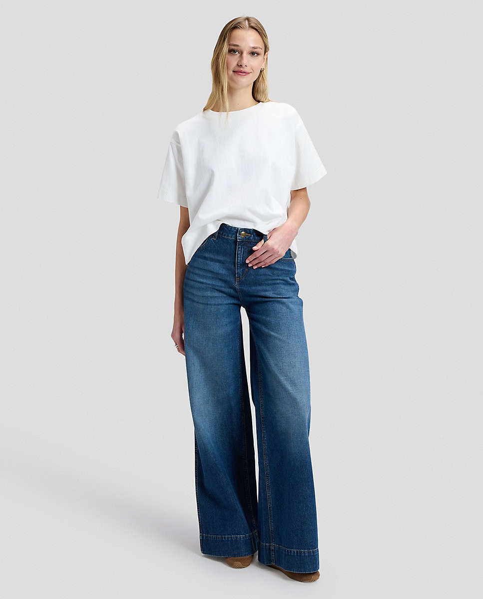Camiseta cropped de mujer de manga corta de corte cuadrado - Lee - Blanco Blanco-3