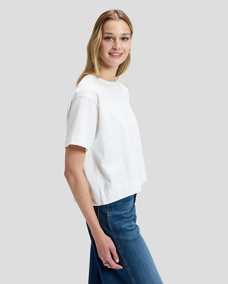 Camiseta cropped de mujer de manga corta de corte cuadrado - Lee - Blanco Blanco-4