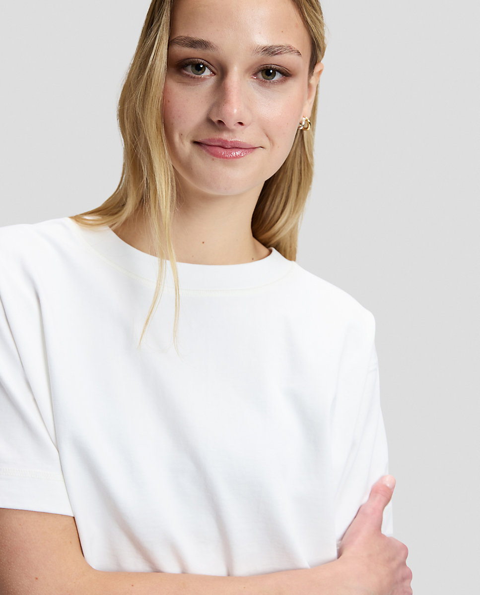 Camiseta cropped de mujer de manga corta de corte cuadrado - Lee - Blanco Blanco-5