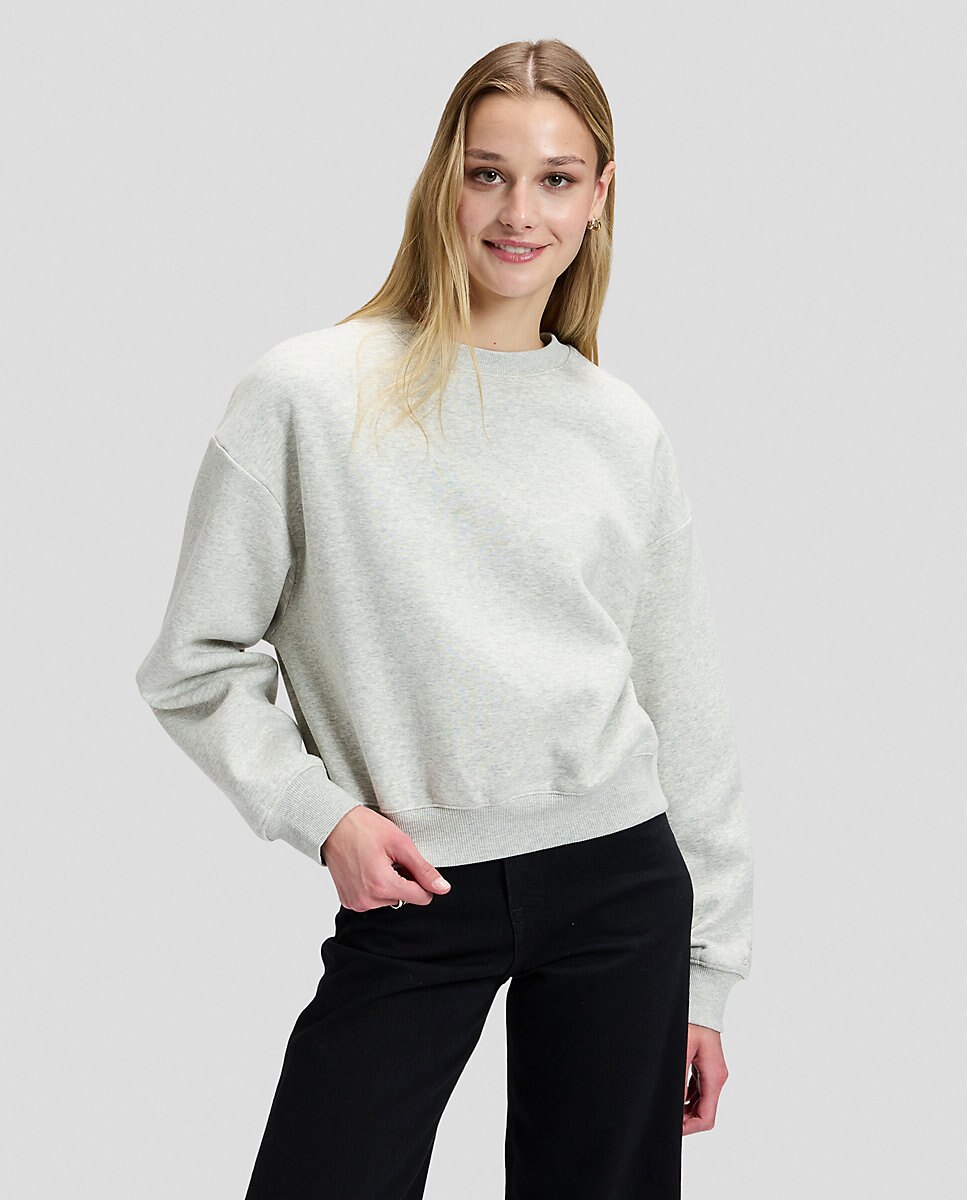Sudadera de mujer de cuello redondo de corte relaxed - Lee - Gris Gris-1