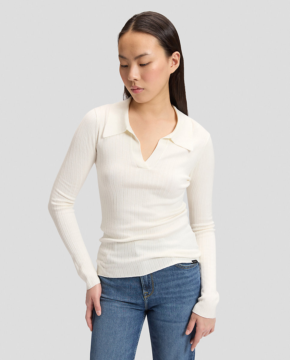 Jersey de mujer con cuello de pico cruzado - Lee - Blanco Blanco-1