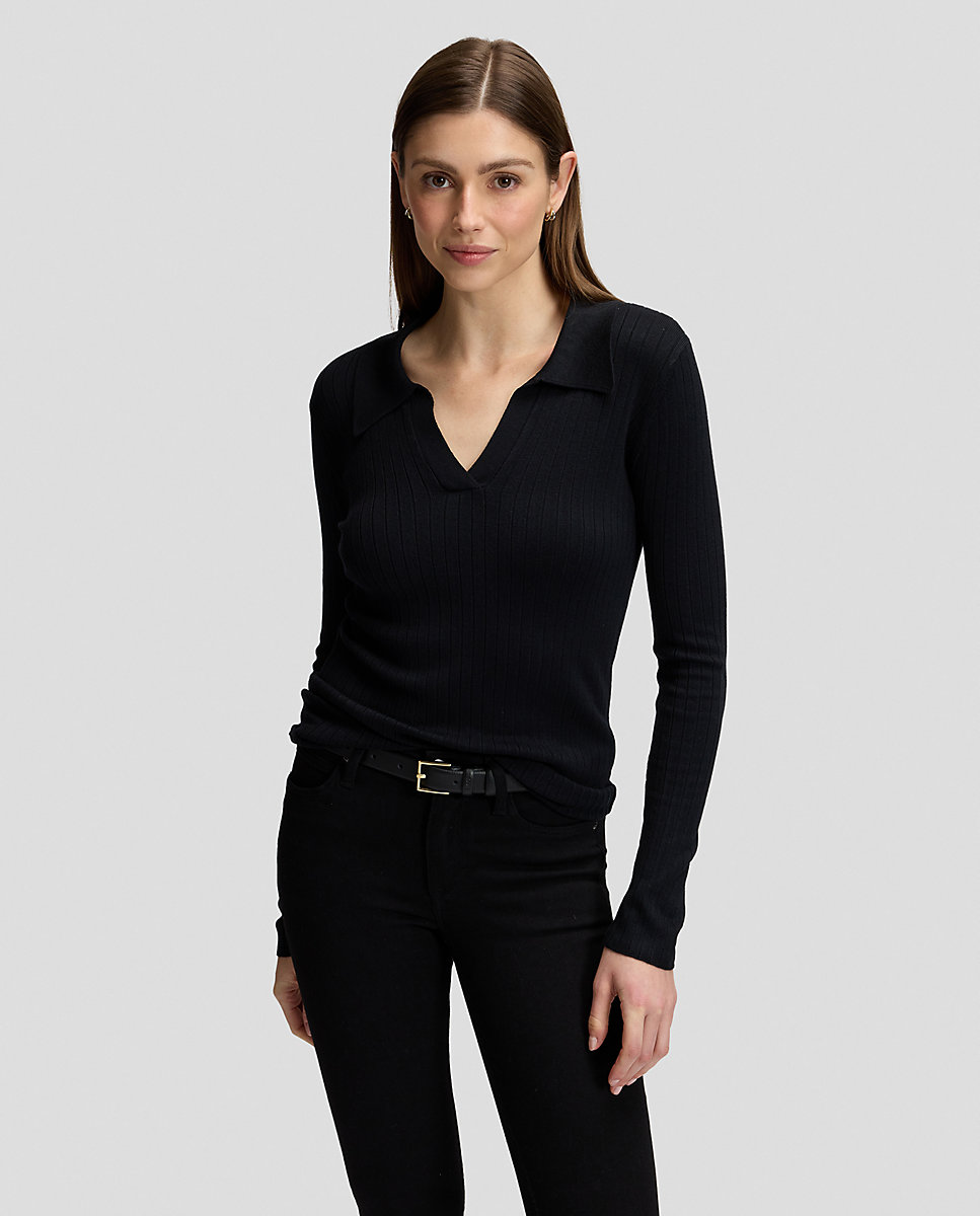 Jersey de mujer con cuello de pico cruzado - Lee - Negro Negro-1