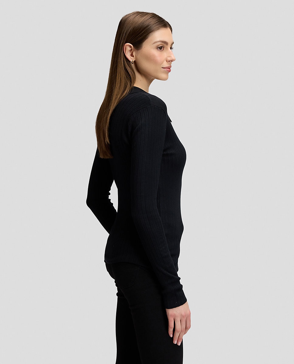 Jersey de mujer con cuello de pico cruzado - Lee - Negro Negro-4