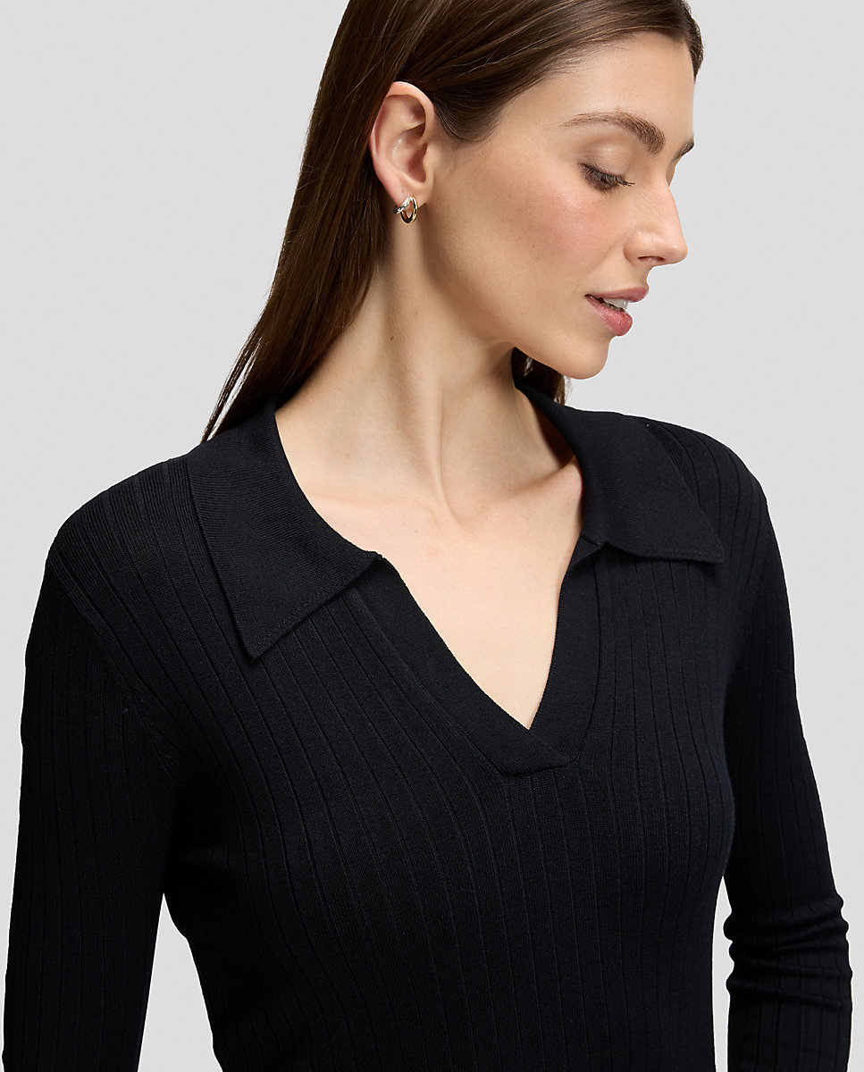 Jersey de mujer con cuello de pico cruzado - Lee - Negro Negro-5