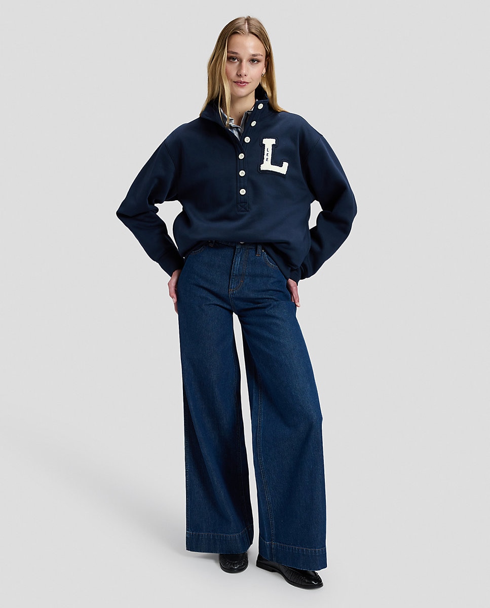 Sudadera de mujer con botones - Lee - Azul Azul-3