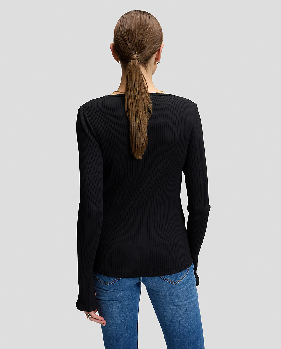 Camiseta de mujer de manga larga y cuello amplio - Lee - Negro Negro-2