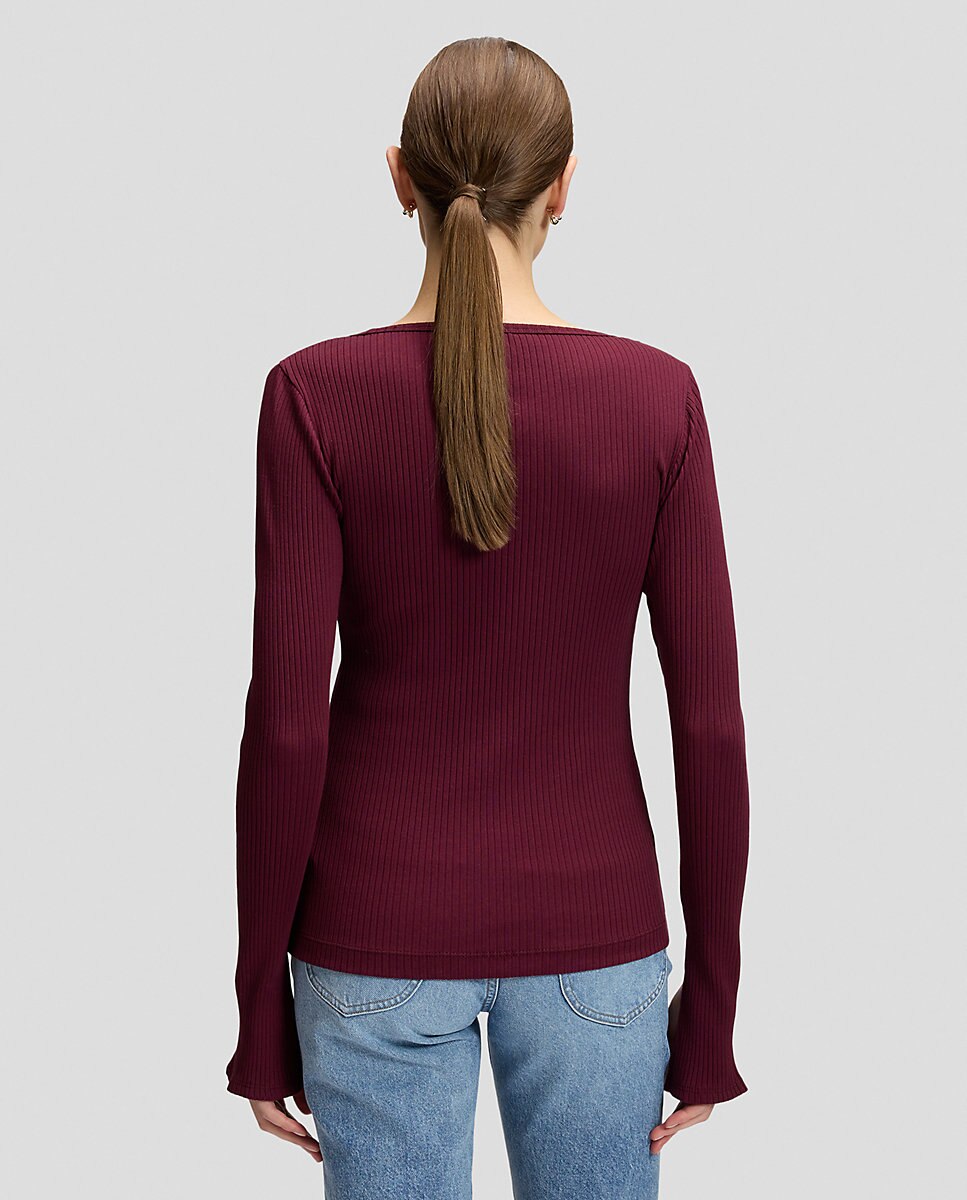 Camiseta de mujer de manga larga y cuello amplio - Lee - Morado Morado-2