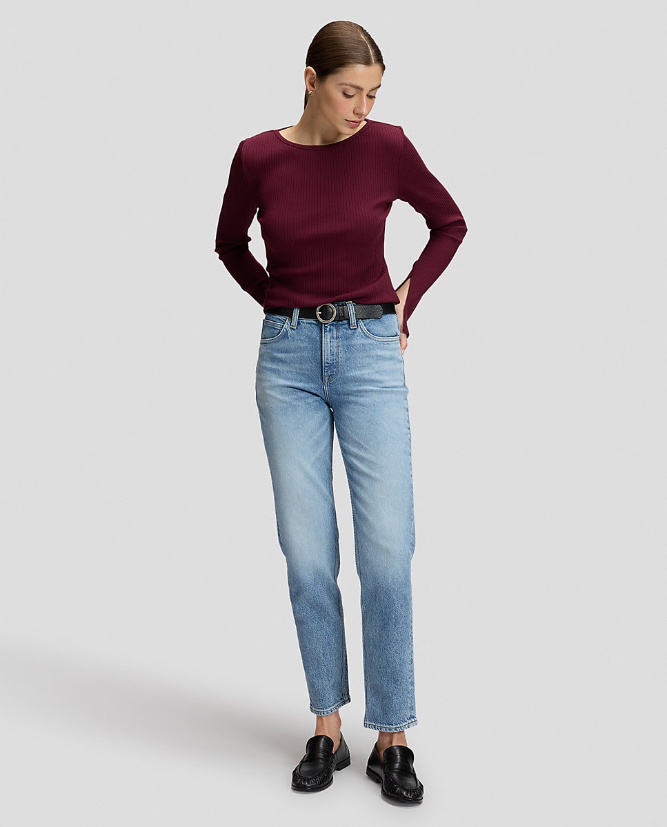 Camiseta de mujer de manga larga y cuello amplio - Lee - Morado Morado-3
