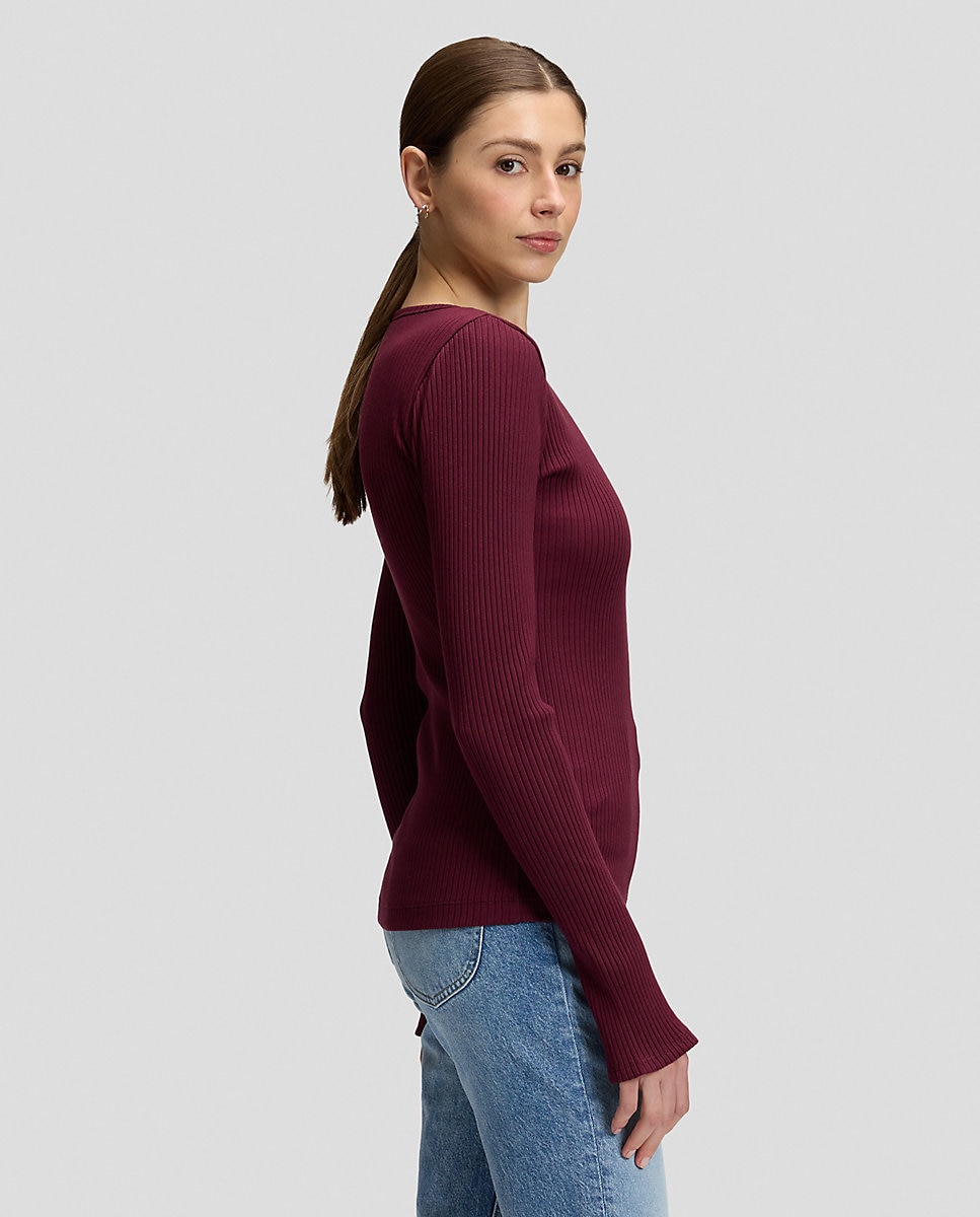 Camiseta de mujer de manga larga y cuello amplio - Lee - Morado Morado-4
