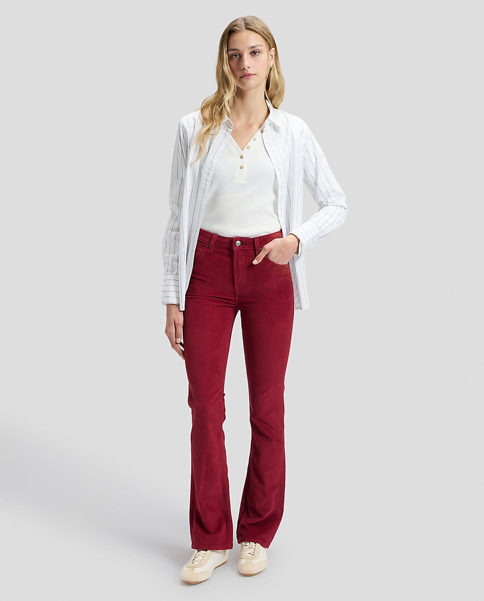 Pantalon campana breese boot de mujer de tiro alto - Lee - Rojo Rojo-2
