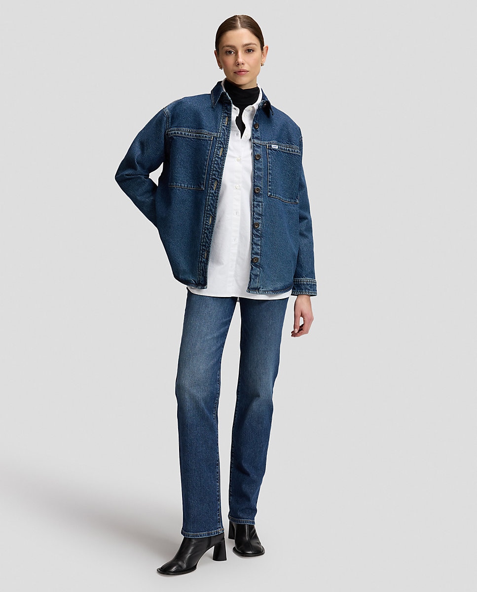 Vaqueros recto london de mujer - Lee - Azul Azul-3