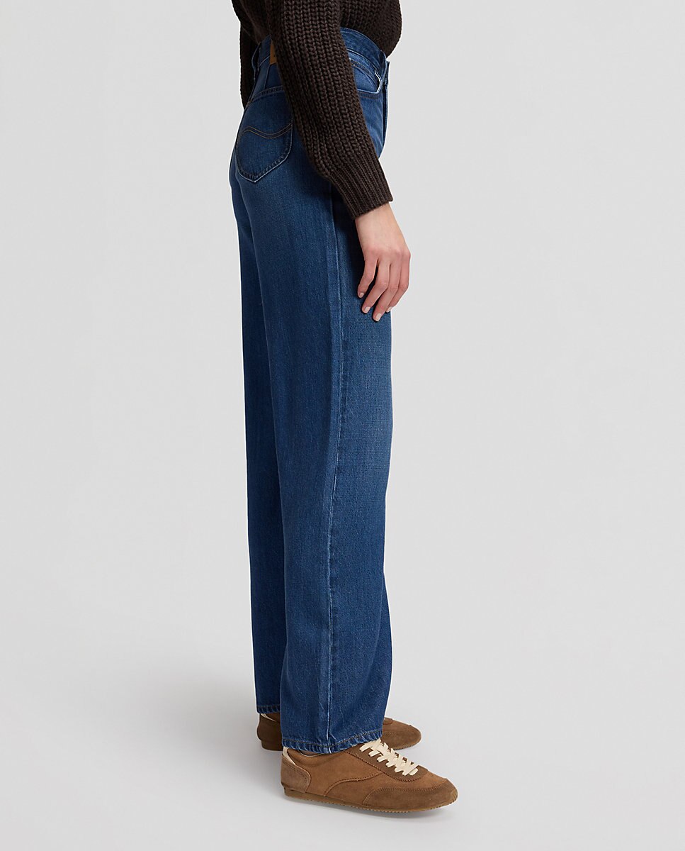 Vaquero ancho stella de mujer de pierna ancha y tiro super alto - Lee - Azul Azul-4