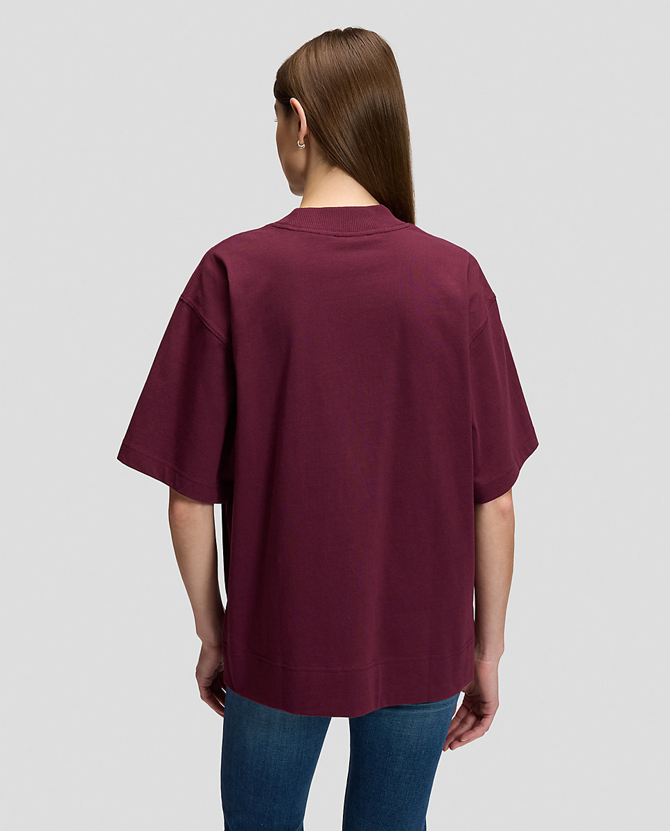 Camiseta de mujer de corte cuadrado, cuello acanalado grueso y mangas anchas - Lee - Morado Morado-3