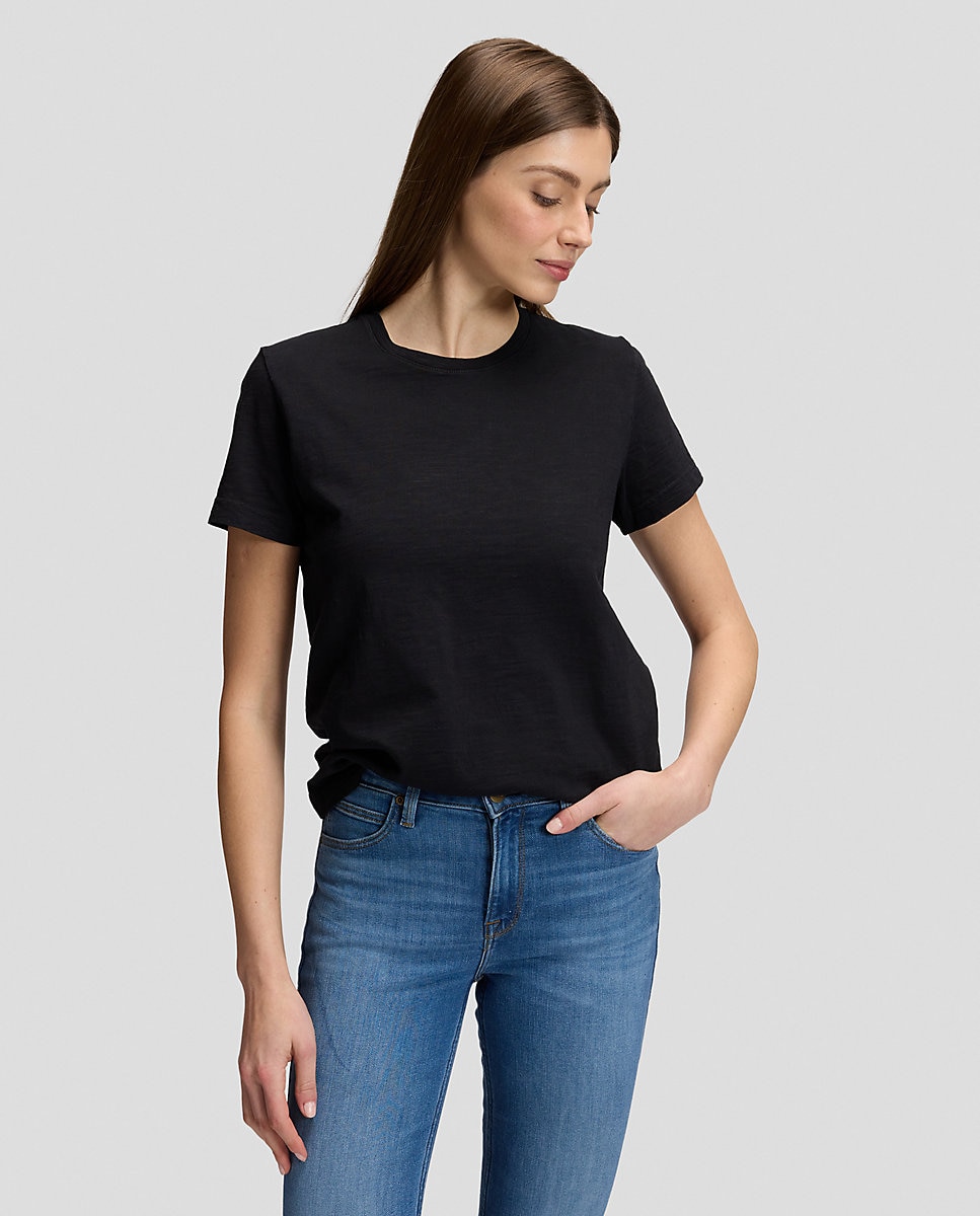 Camiseta de mujer de corte regular y manga corta - Lee - Negro Negro-1