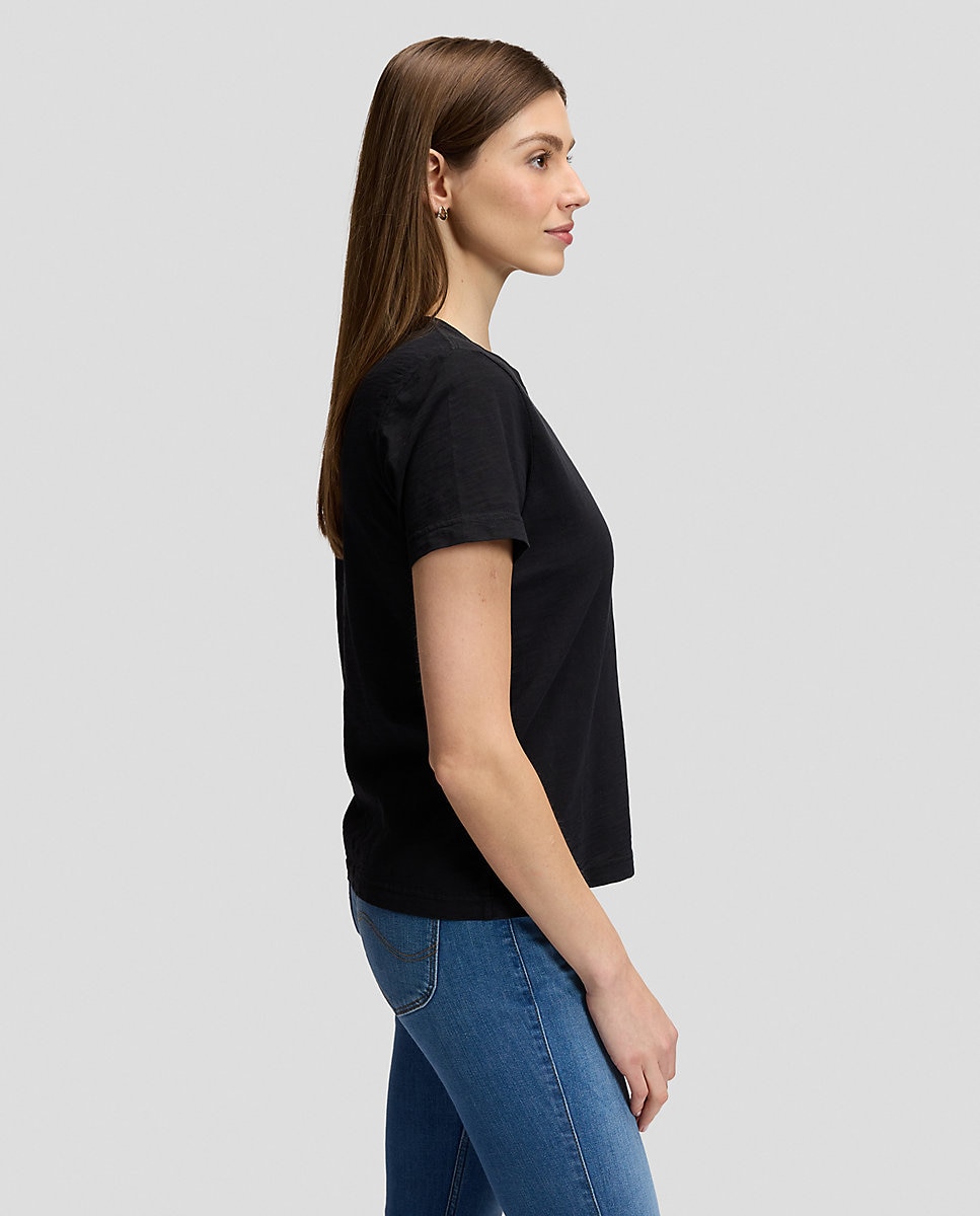Camiseta de mujer de corte regular y manga corta - Lee - Negro Negro-4