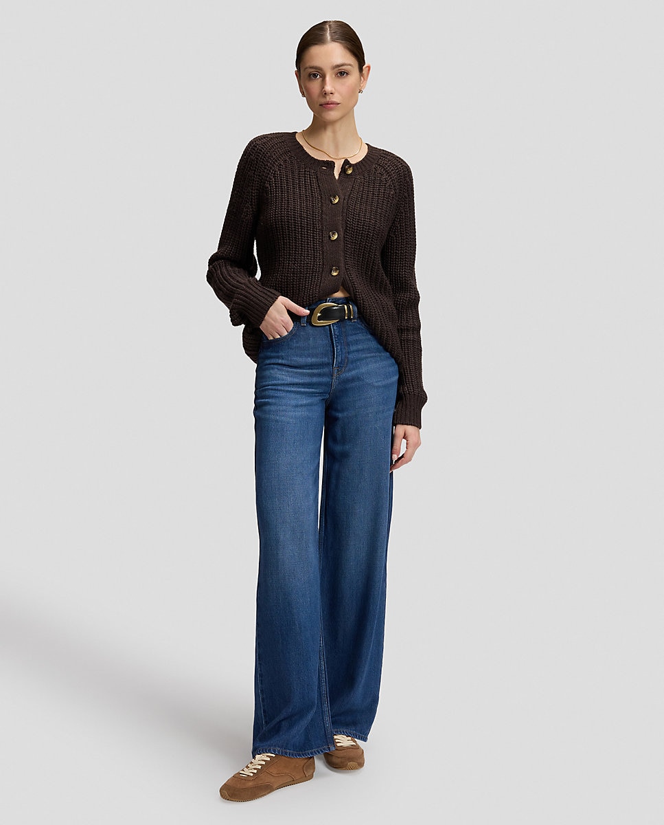 Cardigan de punto de mujer con mangas raglan - Lee - Marrón Marrón-2