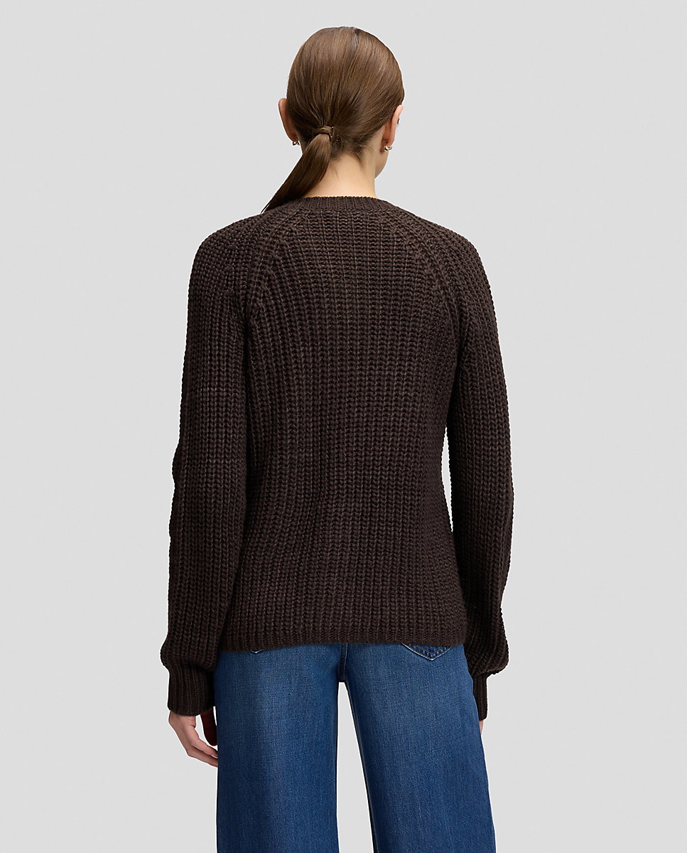 Cardigan de punto de mujer con mangas raglan - Lee - Marrón Marrón-3