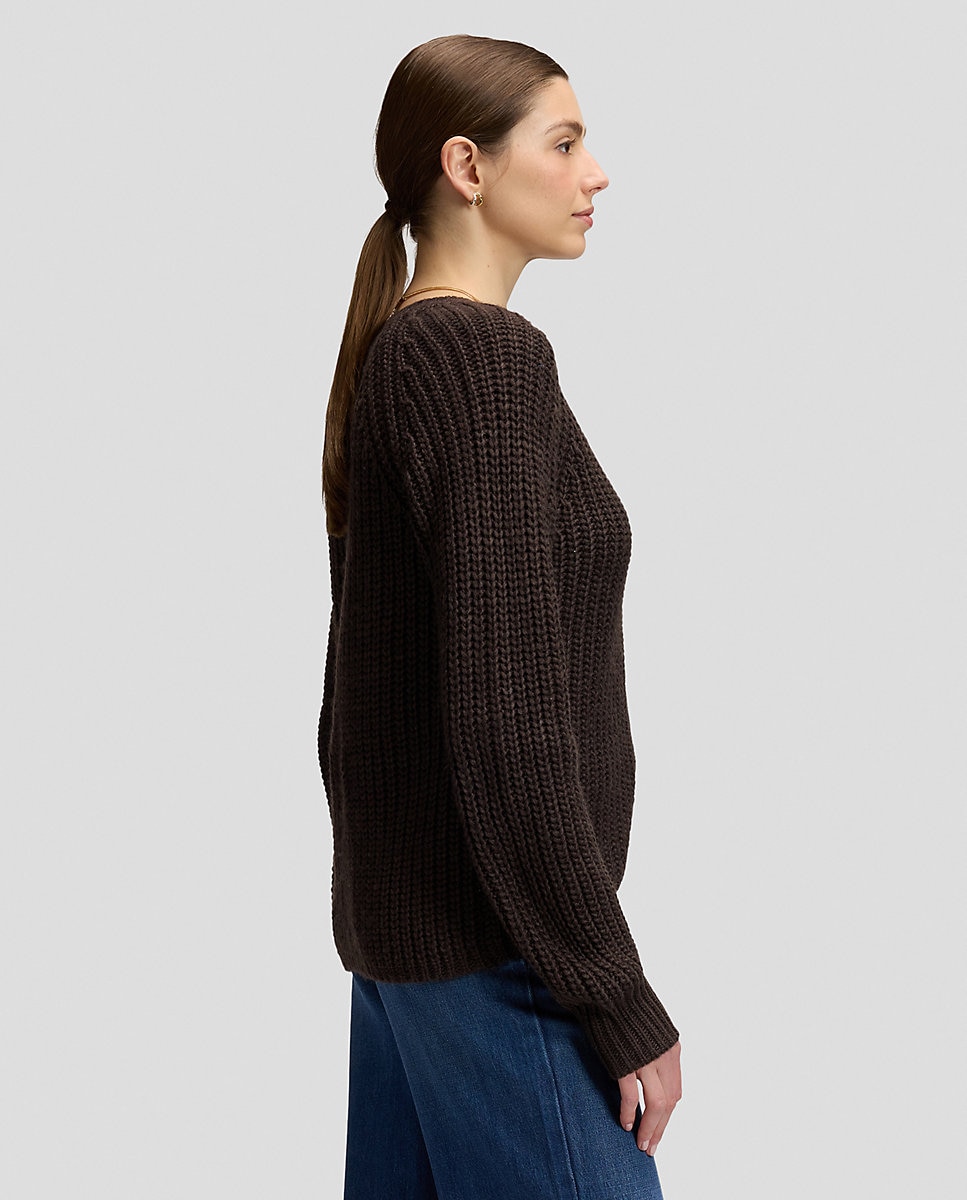 Cardigan de punto de mujer con mangas raglan - Lee - Marrón Marrón-4