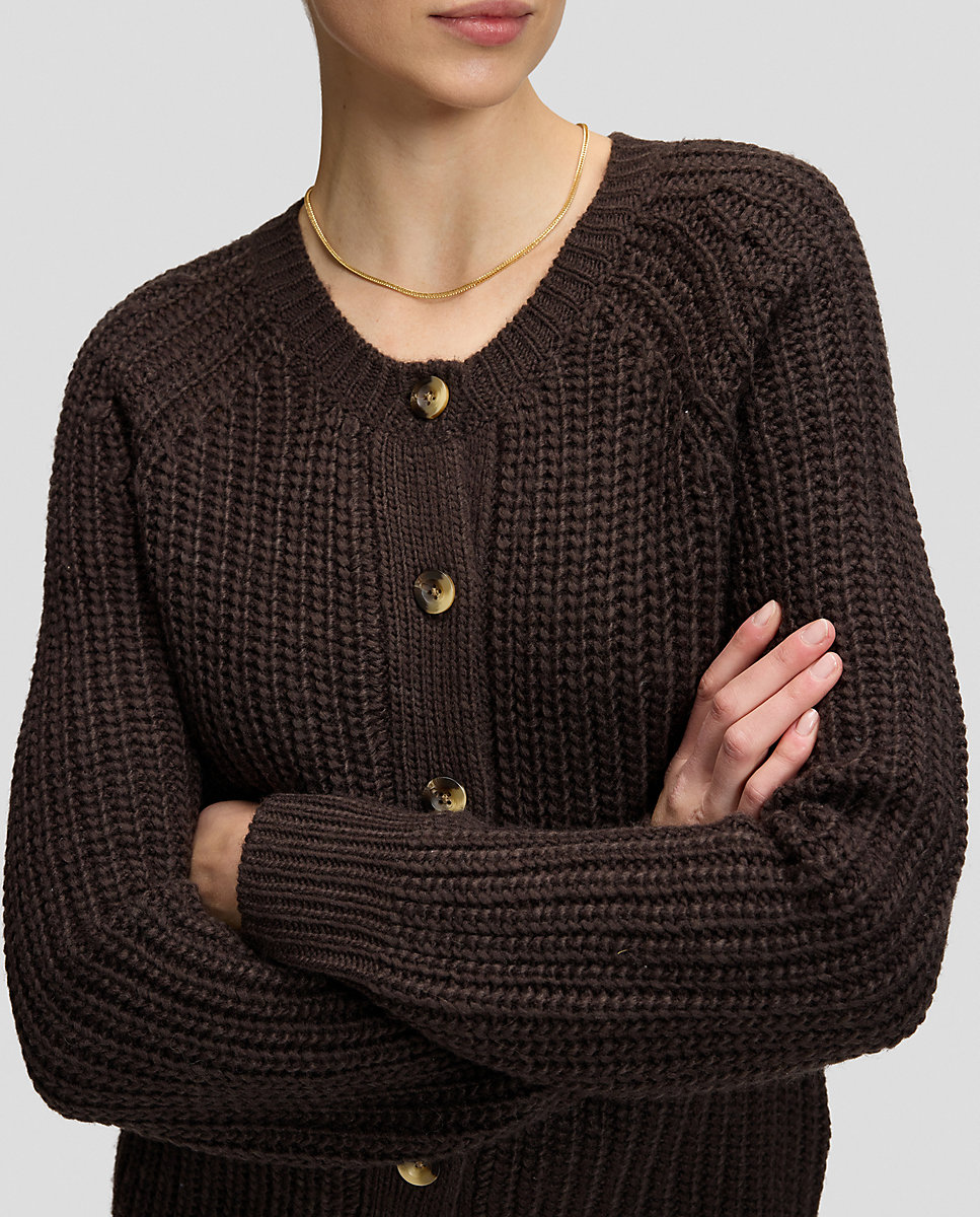 Cardigan de punto de mujer con mangas raglan - Lee - Marrón Marrón-5