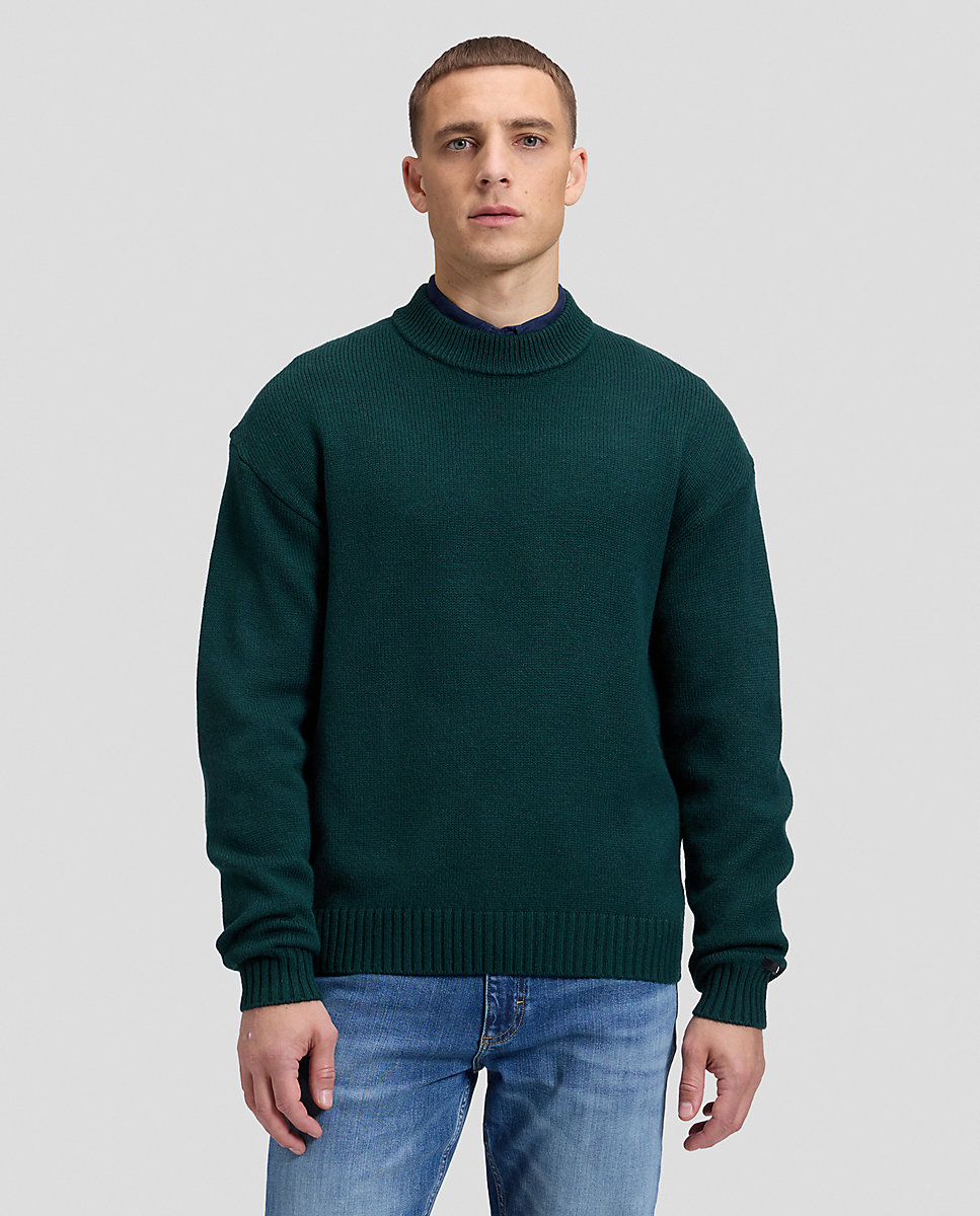 Imagen 0 de Jersey de hombre en verde de punto acanalado grueso de corte relaxed Verde