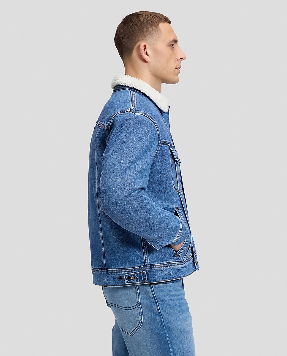 Cazadora vaquera de hombre de corte relaxed con un cálido cuello sherpa - Lee - Azul Azul-4