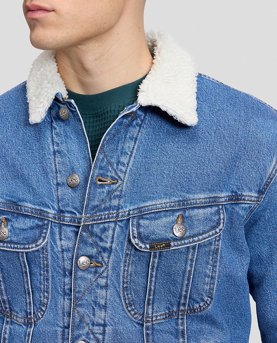 Cazadora vaquera de hombre de corte relaxed con un cálido cuello sherpa - Lee - Azul Azul-5