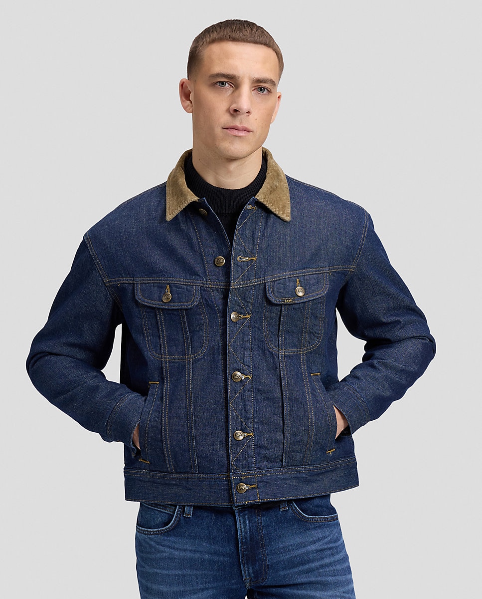 Cazadora vaquera de hombre de corte relaxed cuello de pana y un forro estampado - Lee - Azul Azul-1