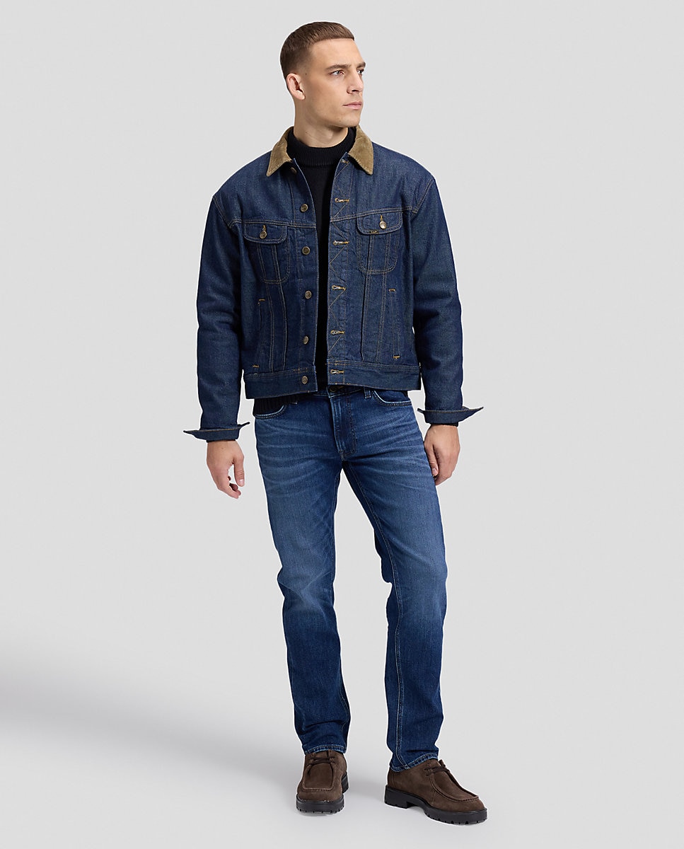 Cazadora vaquera de hombre de corte relaxed cuello de pana y un forro estampado - Lee - Azul Azul-3
