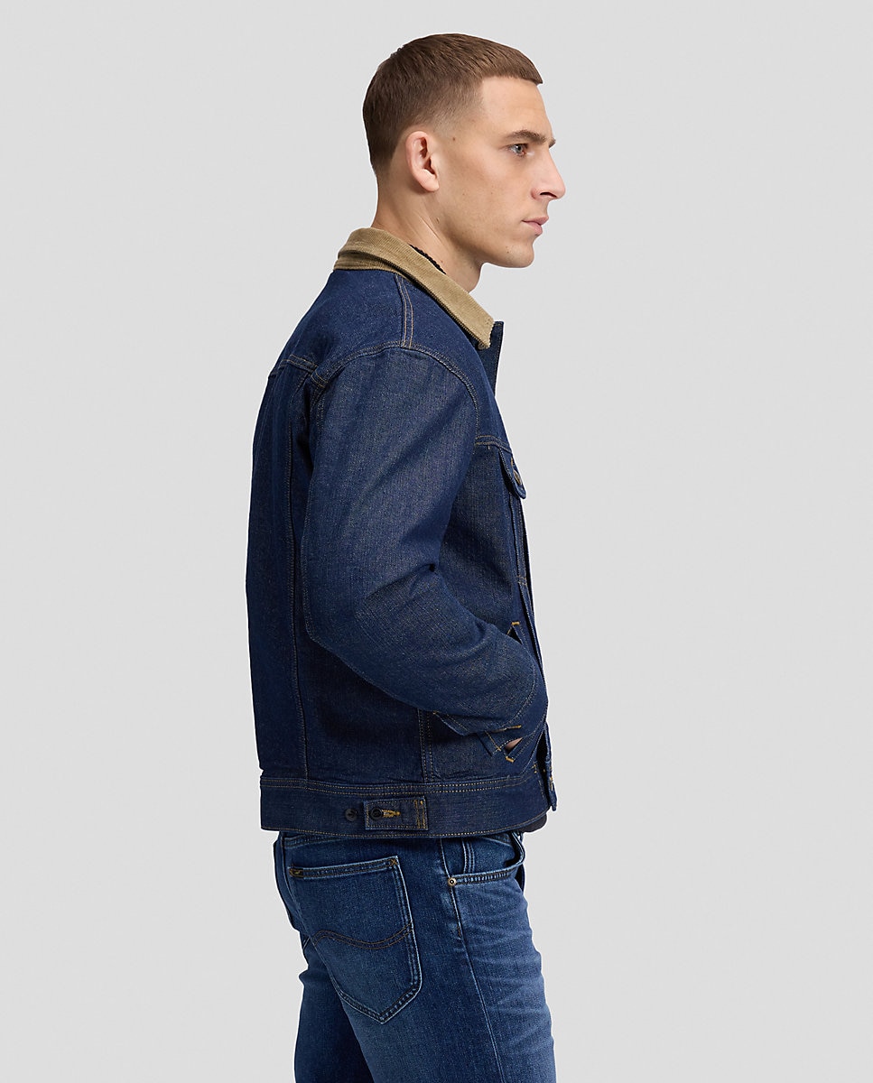 Cazadora vaquera de hombre de corte relaxed cuello de pana y un forro estampado - Lee - Azul Azul-4