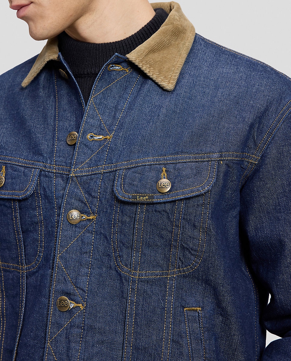 Cazadora vaquera de hombre de corte relaxed cuello de pana y un forro estampado - Lee - Azul Azul-5