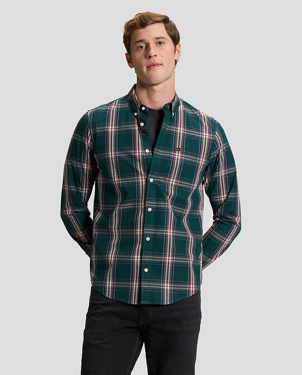 Camisa de hombre de corte regular de cuadros - Lee - Verde Verde-1