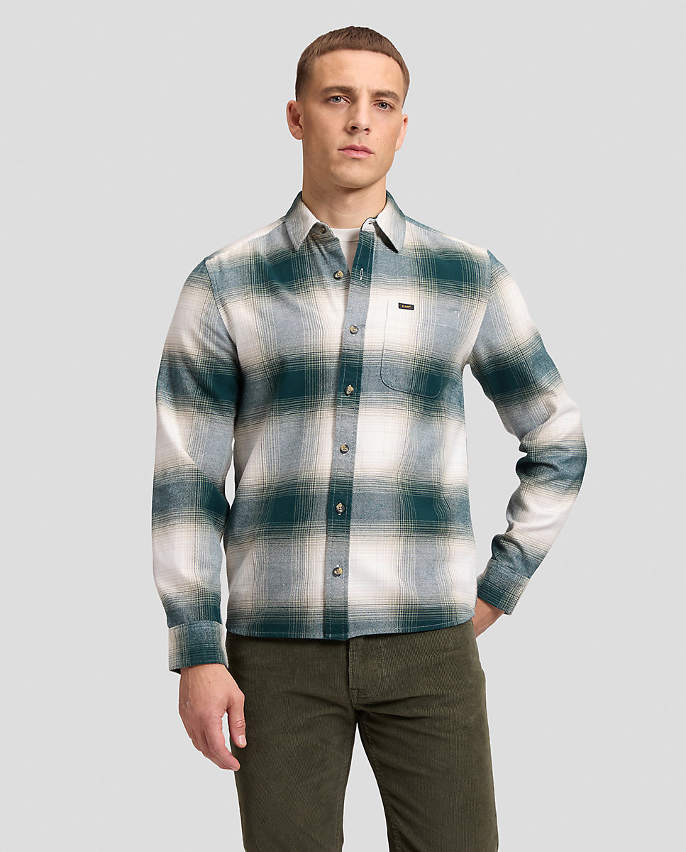 Camisa de hombre de manga larga de cuadros - Lee - Verde Verde-1