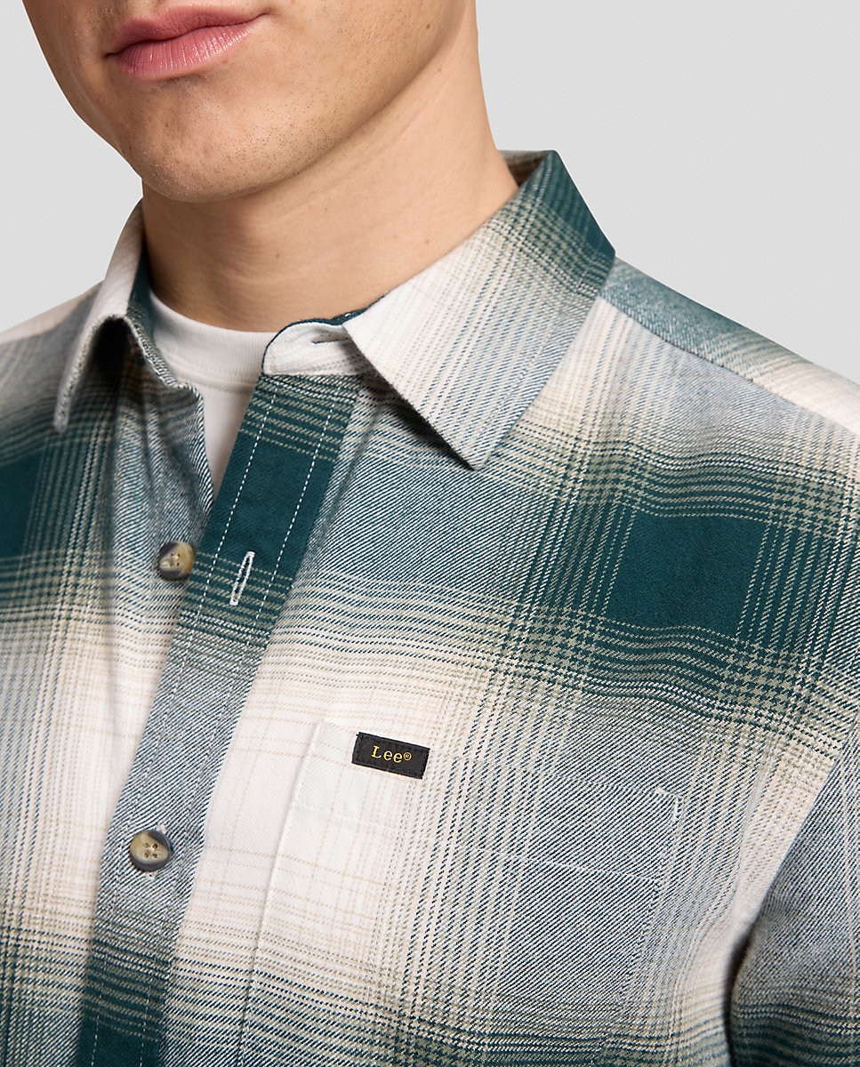 Camisa de hombre de manga larga de cuadros - Lee - Verde Verde-5