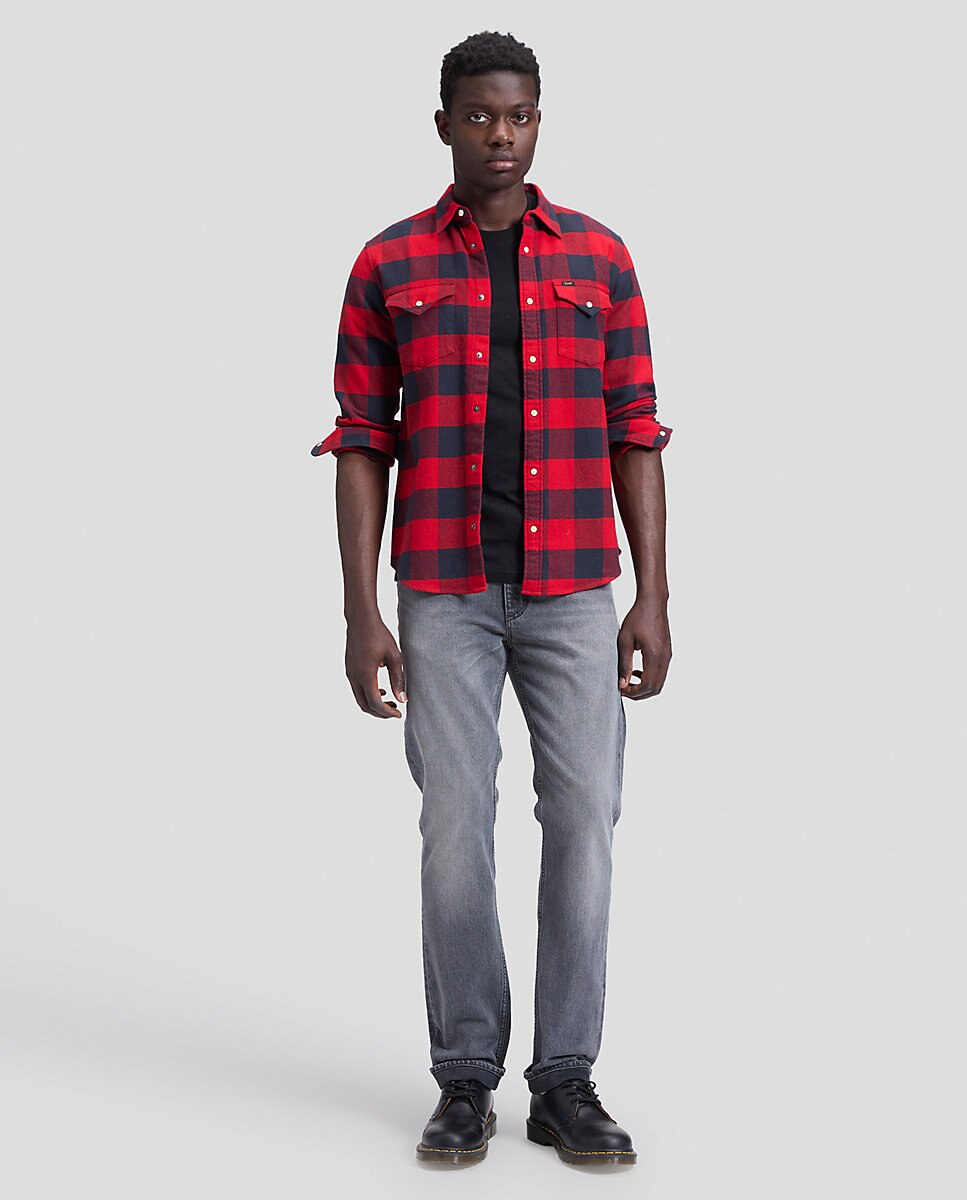 Camisa de hombre de manga larga de cuadros - Lee - Rojo Rojo-2