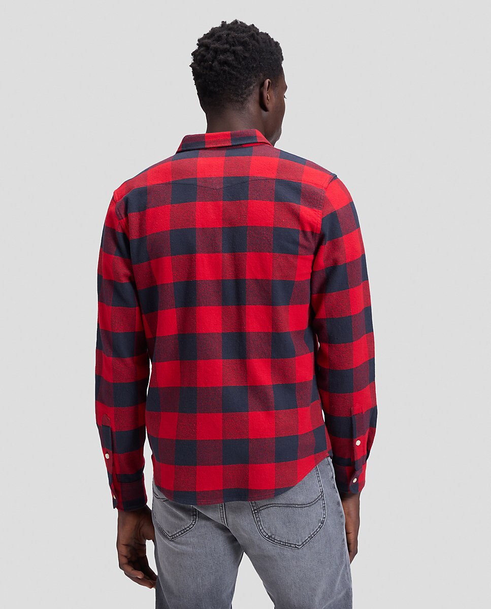 Camisa de hombre de manga larga de cuadros - Lee - Rojo Rojo-3