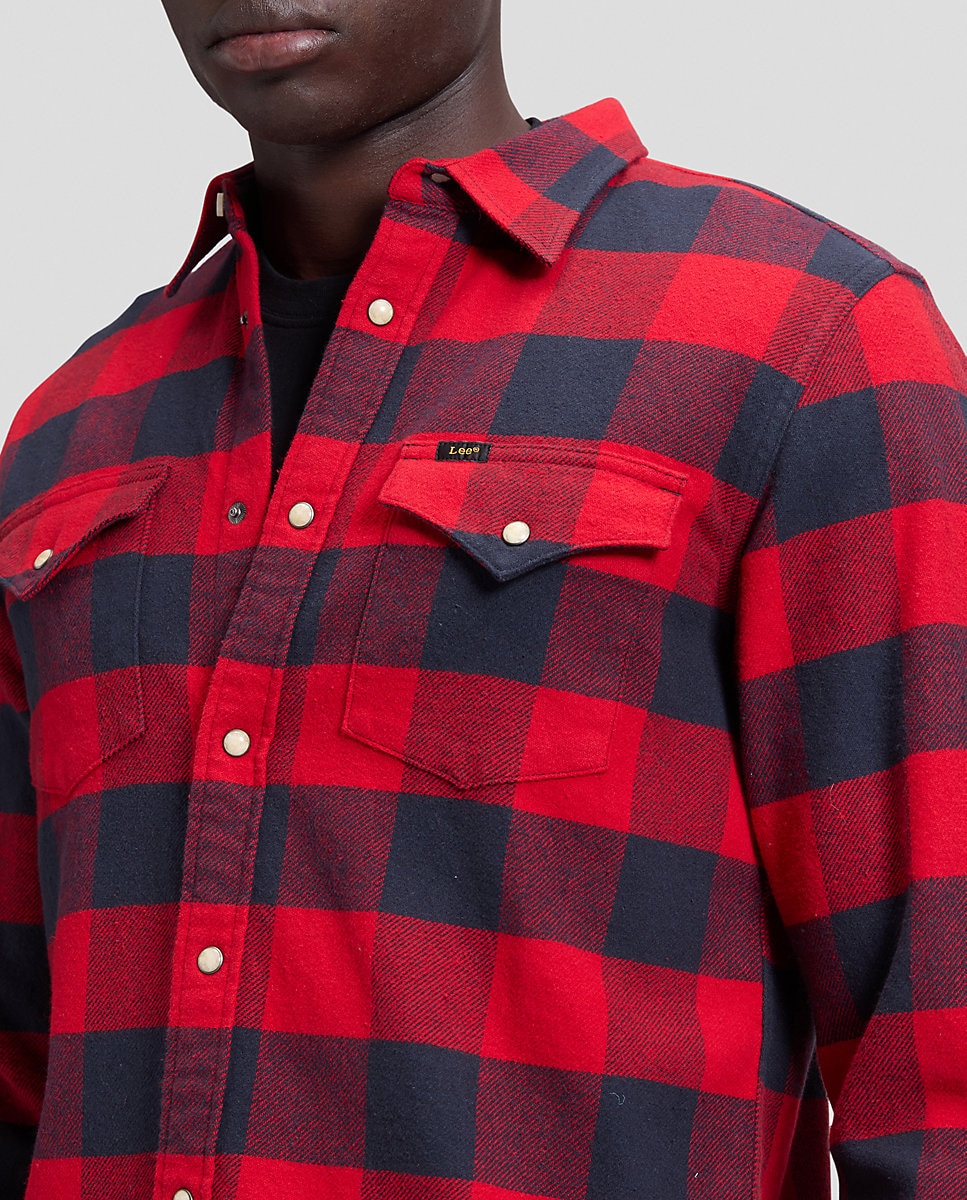 Camisa de hombre de manga larga de cuadros - Lee - Rojo Rojo-5