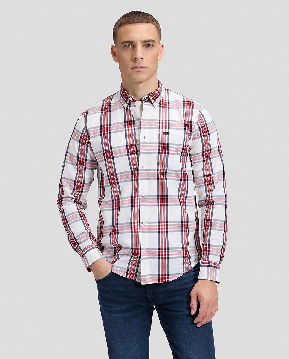 Camisa de hombre de corte regular de cuadros - Lee - Blanco Blanco-1