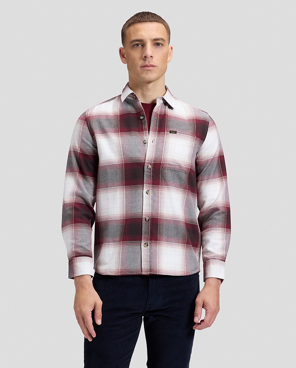 Camisa de hombre de manga larga de cuadros - Lee - Rojo Rojo-1