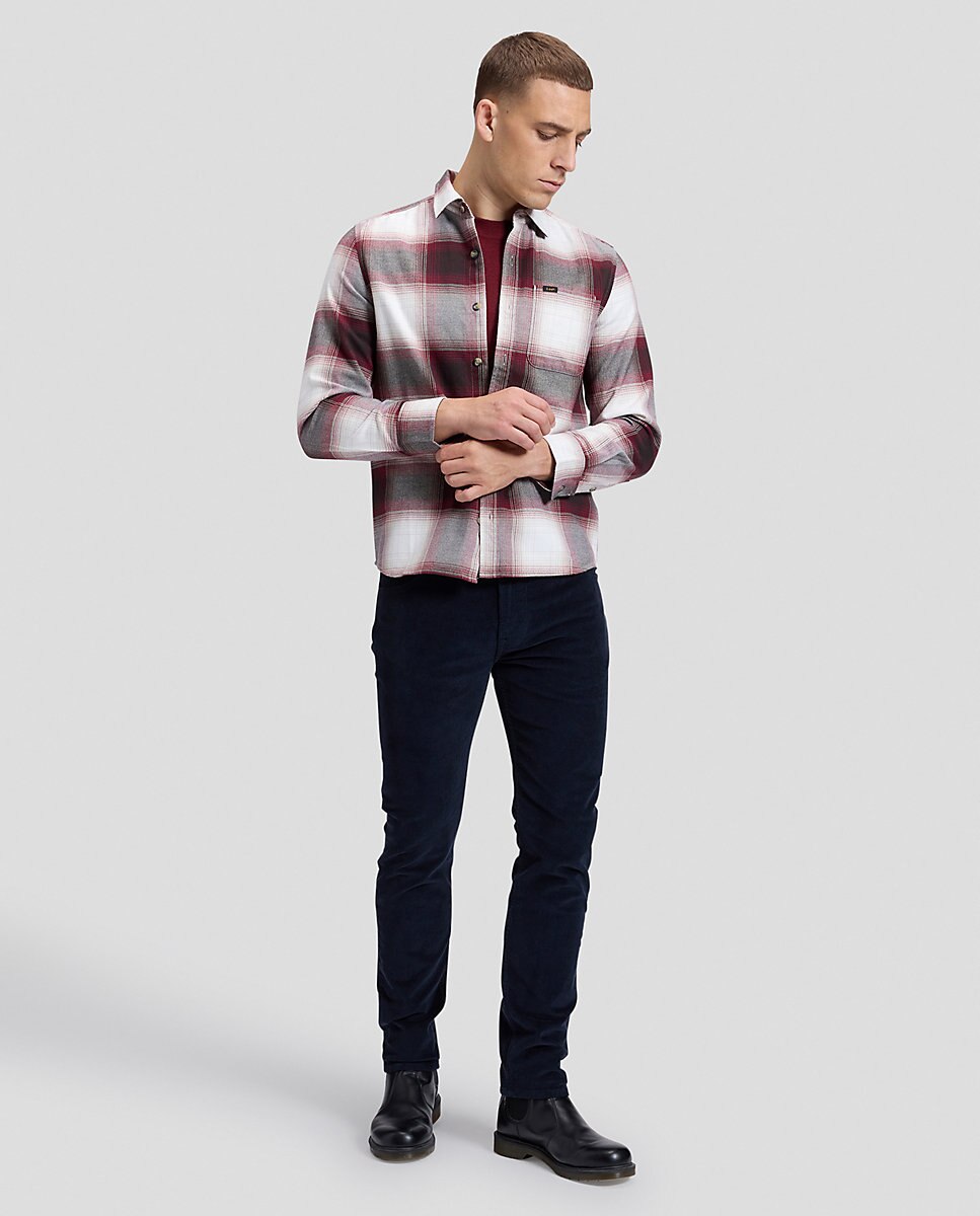 Camisa de hombre de manga larga de cuadros - Lee - Rojo Rojo-3
