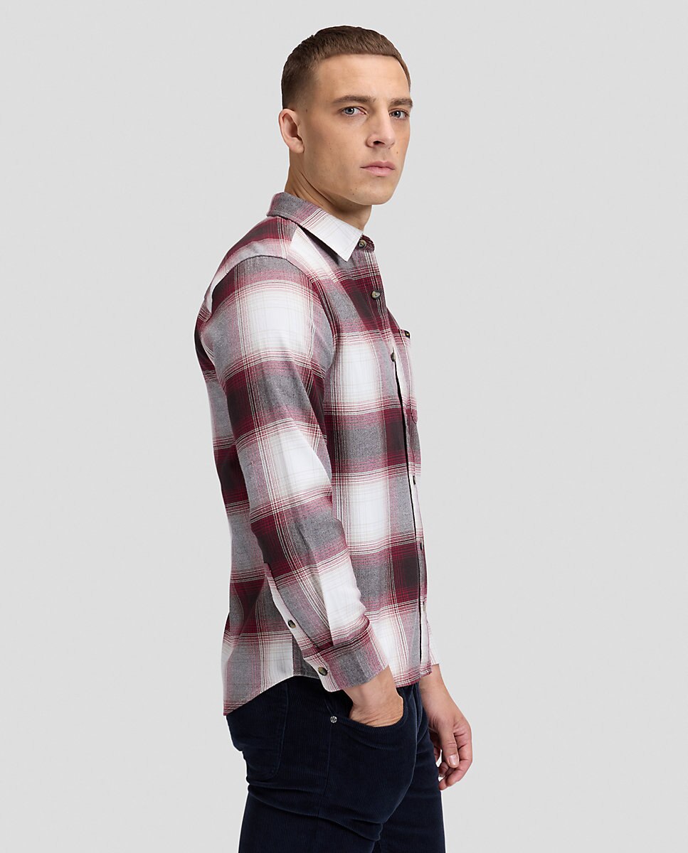 Camisa de hombre de manga larga de cuadros - Lee - Rojo Rojo-4