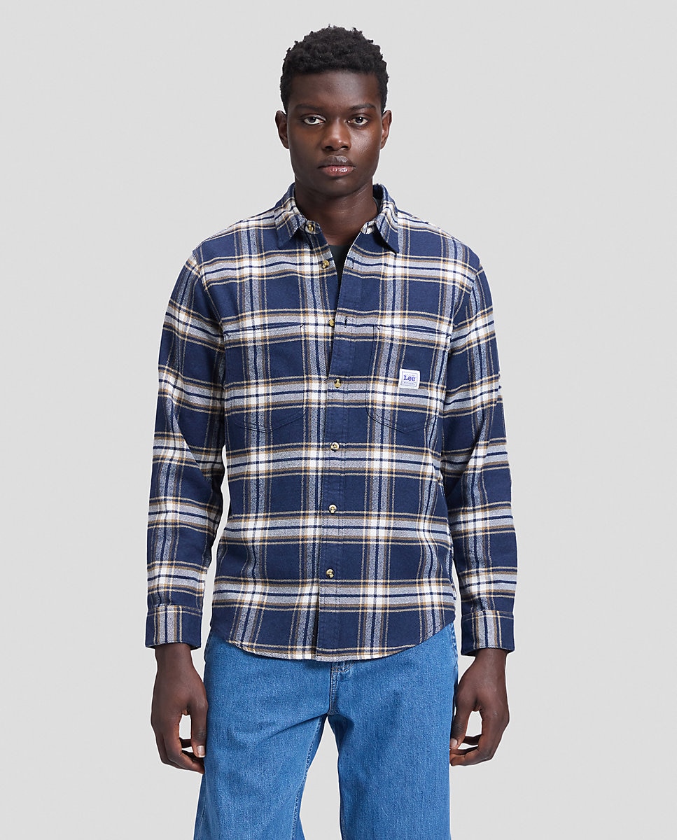 Camisa de quadros de hombre de manga larga de corte relaxed - Lee - Azul Azul-1