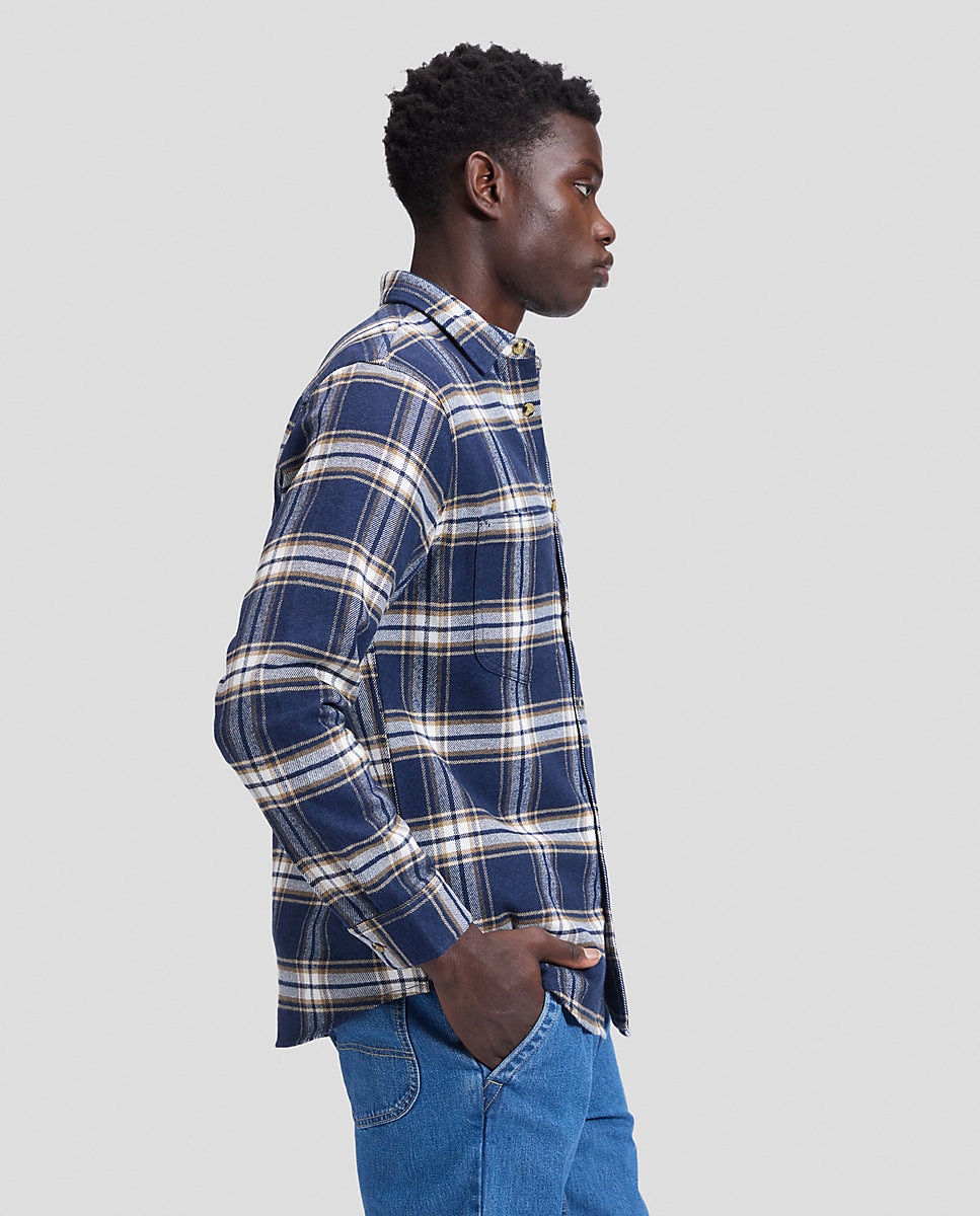 Camisa de quadros de hombre de manga larga de corte relaxed - Lee - Azul Azul-4
