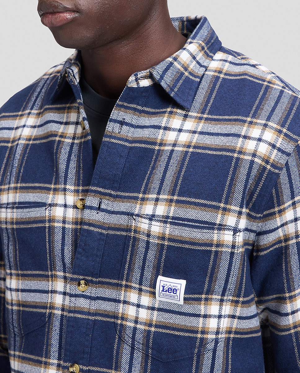 Camisa de quadros de hombre de manga larga de corte relaxed - Lee - Azul Azul-5