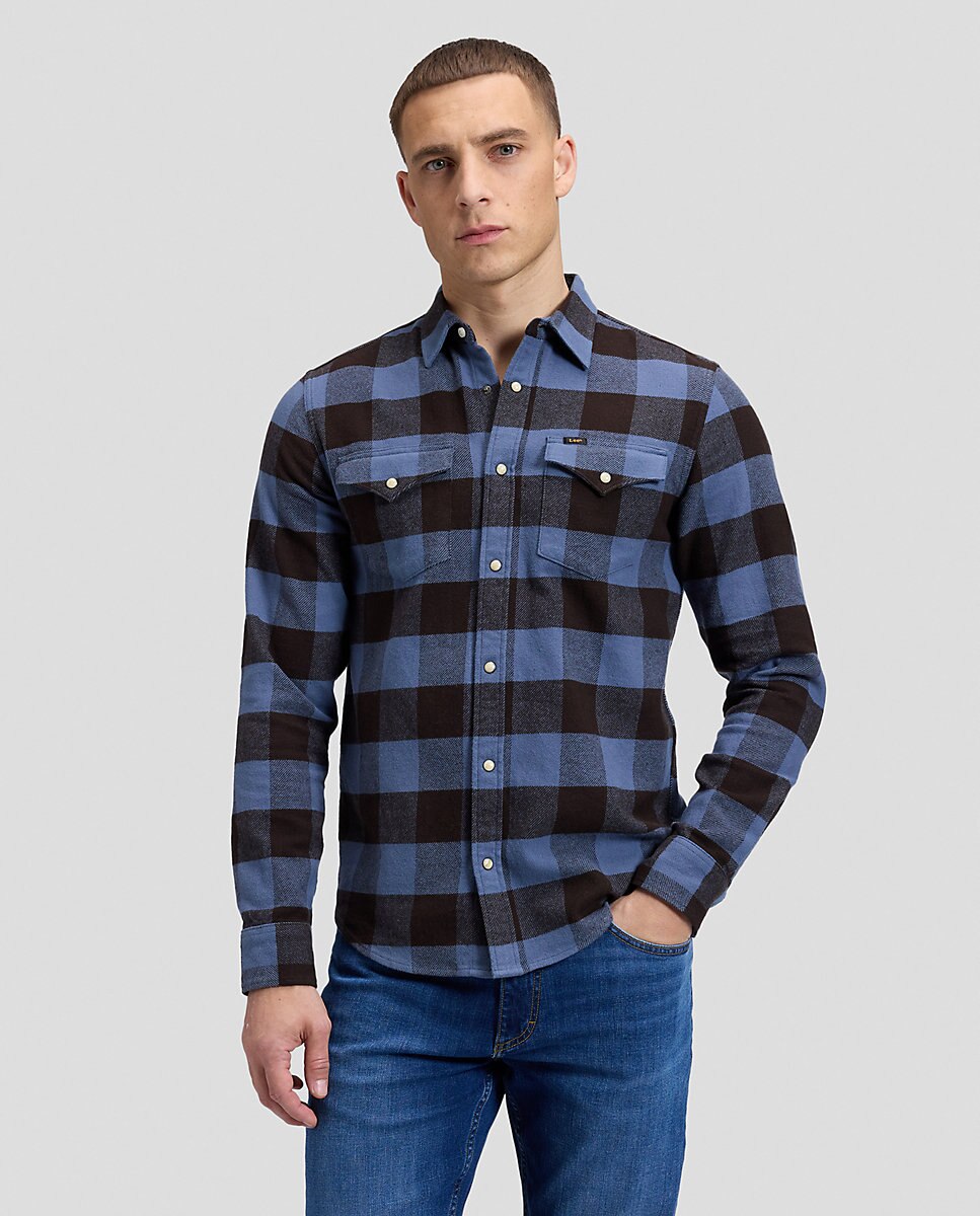 Camisa de hombre de manga larga de cuadros - Lee - Marrón Marrón-1