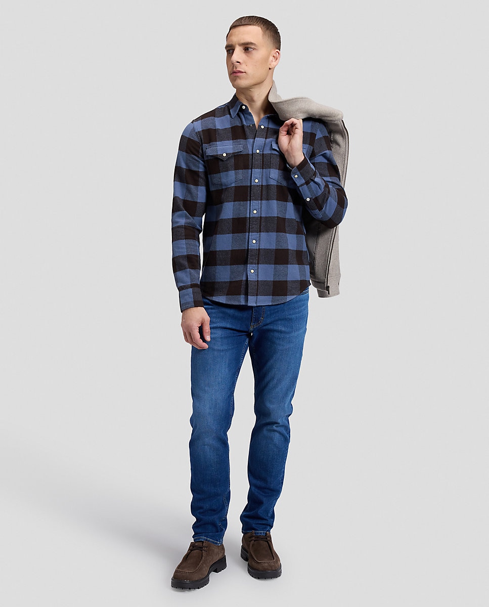 Camisa de hombre de manga larga de cuadros - Lee - Marrón Marrón-2