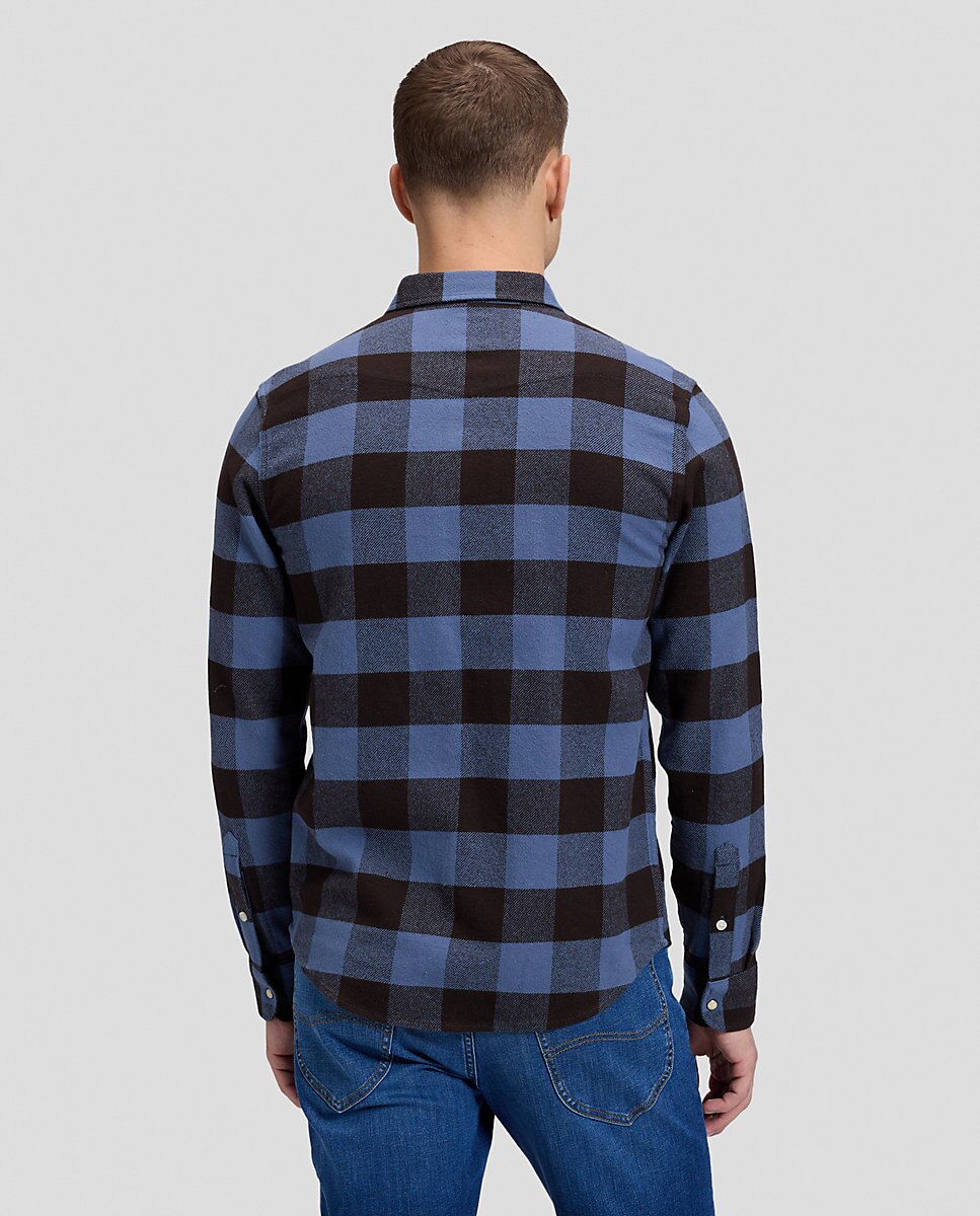 Camisa de hombre de manga larga de cuadros - Lee - Marrón Marrón-3
