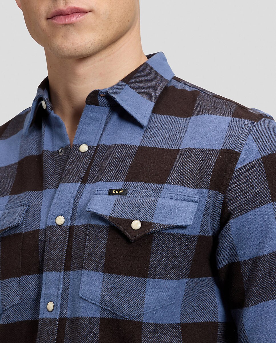 Camisa de hombre de manga larga de cuadros - Lee - Marrón Marrón-5